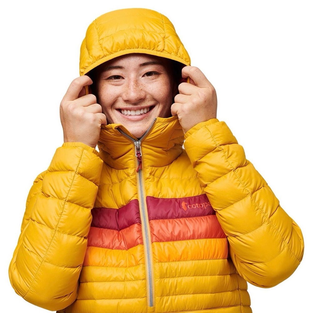 Cotopaxi Fuego Down Hooded Pullover, Amber Stripes, XS - Picture 2 of 15